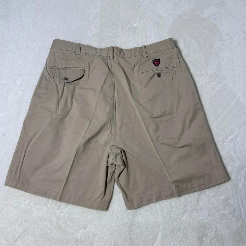 VINTAGE Polo Ralph Lauren  Shorts Khaki Chino Pleated Preppy Men's Size 40‎